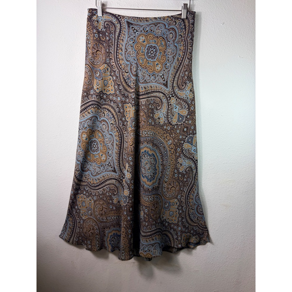 East 5th Women Maxi Skirt Brown Blue Paisley Boho Chic 10 Hippie Festival